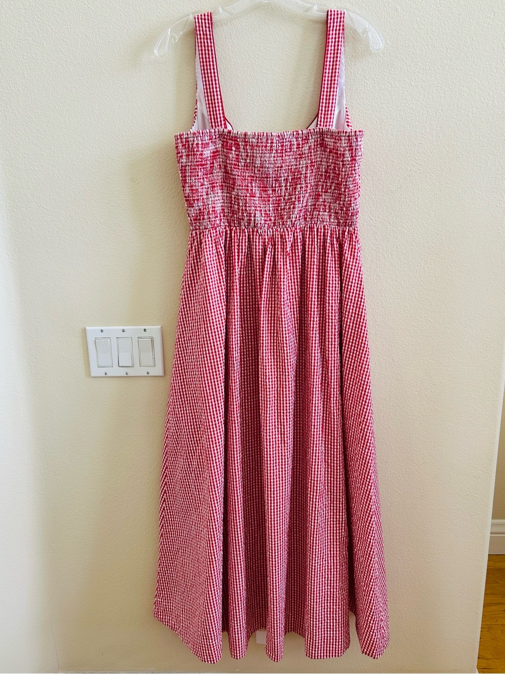 Caroline Constas Gingham Check Midi Dress Medium Red White - Picture 3 of 6